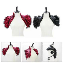 Unisex Vintage Victorian Ruffled Shrug Shawl Gothic Fake Collar Shoulder Wrap Capelet Costume Jabot