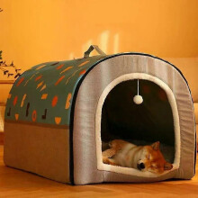 Warme Winter-Katzen-Hundebettmatte, tiefes Schlafzelt, gemütliches geometrisches Hausnest, abnehmbar