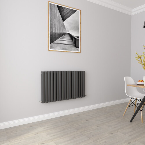 AICA (Double 600x1003mm, Anthracite) Designer Oval Column Radiator Central Heating 2