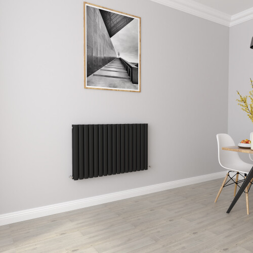 AICA (Double 600x1003mm, Black) Designer Oval Column Radiator Central Heating 2