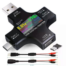 USB C-tester 2-in-1 Type C USB-tester Kleurenscherm IPS Digitale multimeter Spanning Stroom Vermogen