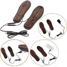 USB-elektrische Plüschfell-Heizsohlen Winter Warm halten Fußschuhe