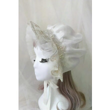 White Bonnet Hat Women Girl Vintage Lolita Maid Cosplay Cap Costume Accessories