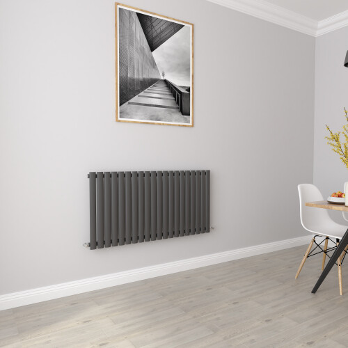 AICA (Single 600x1180mm, Anthracite) Designer Oval Column Radiator Central Heating 2
