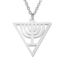 Collana VASSAGO Hanukkah con ciondolo triangolare Menorah, collana in acciaio inossidabile, gioielli