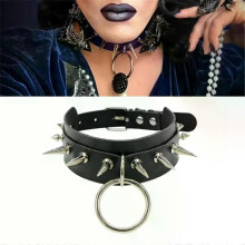 Collana girocollo con borchie a punta in pelle nera UYEE, girocollo punk rock gotico, cintura per donna