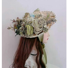 Women Flowers Sun Hat Lolita Cosplay Lace Bandage Bowknot Straw Hats Ladies Elegant Cap