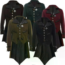 Femmes Hommes Steampunk Veste Manteau pour Fête Halloween Gothique Punk Queue-de-pie Manteau