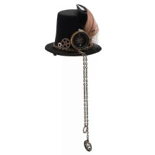 Women s Gothic Mini Top Hat Steampunk Gears Victorian Cosplay Costume Feather Hair Clip