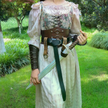 Women s Vintage Viking Costume PU Leather Waist Belt Wristband for LARP and Cosplay Renaissance Belt