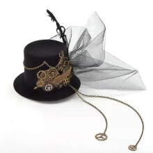 Steampunk hoge hoed voor dames, zwart, mini haarspeld, haaraccessoires