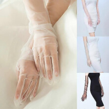 Damen Tüllhandschuhe Spitze Vollfinger Ellenbogen Lange Kleidhandschuhe Schiere Ultradünne Transparente