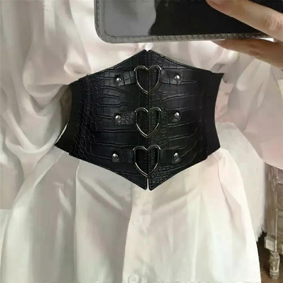 Ceinture rétro style punk pour femme, motif crocodile, large ceinture, chemise pour femme, ceinture