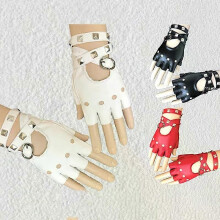 Halbfingerhandschuhe aus Leder für Damen, Punk-Nieten, Gürtelhandschuhe, Pole Dance, Street Dance, Lederhandschuhe,