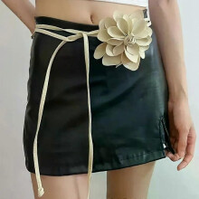 Cinturón con borlas de diseño lujoso, hecho a mano, con flores grandes decorativas para mujer, tejido