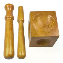 Houten vierkante dapping blok & punch set Doming vormgeven stempelen blanks zachte metalen goud zilver