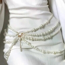 Catena da cintura multistrato con perle Y2K per accessori da donna alla moda retrò con personaggi che