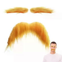 Yellow Mustache and Eyebrows Artificial Beard Fake Eyebrow Funny Halloween Faux Beard Yellow Eyebrow