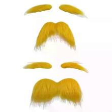 Yellow Mustache and Eyebrows Cosplay Costume Accessories for Men Women Halloween Christmas Adhesive