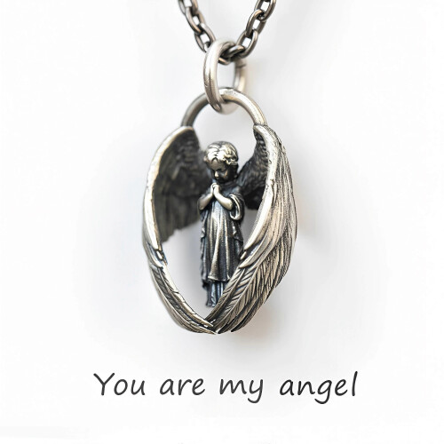 Collana con ciondolo "Sei il mio angelo", collana con amuleto dell'angelo custode, per uomini e donne,