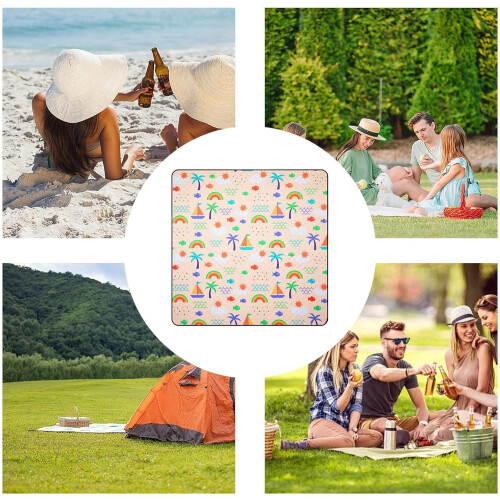 Picnic Blanket Waterproof Foldable Extra Large 78x78 Inch Thick Portable Mat for Spring and Summer Camping 2