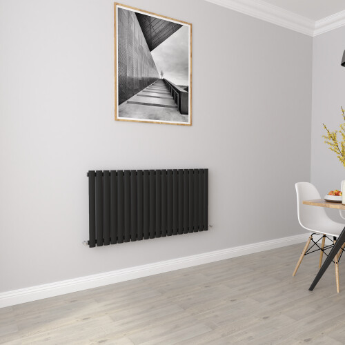 AICA (Single 600x1180mm, Black) Designer Oval Column Radiator Central Heating 2
