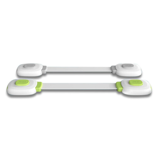 (Grey) Baby Bi-Directional Switch Safety Lock Adjustable Strap Cabinet Drawer Locker