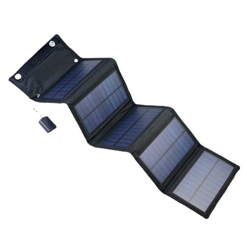(Black) Solar Panel Foldable USB 5V Monocrystal Solar Cell Waterproof Charger Outdoor solar panel phone charge camping 2