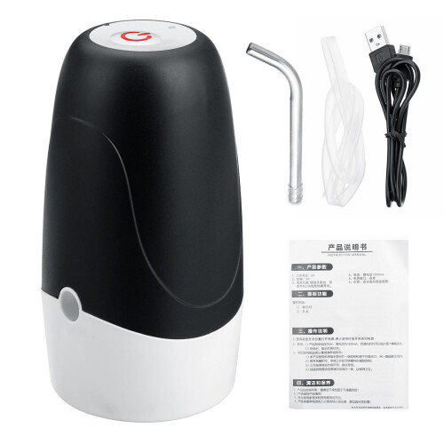 (Black) 3.7V USB Rechargeable Automatic Electric Water Pump Dispenser Drinking Bottle Outdoor 2