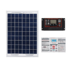 (10A) 18V 20W Class A Polysilicon Solar Panel + 12V/24V 10~60A PWM Solar Controller with LCD Display Kit
