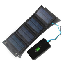 (Black) Solar Panel 5W 5V Folding USB Battery Portable Solar Charger Waterproof Solar Battery for Mobile Phone Outdoor