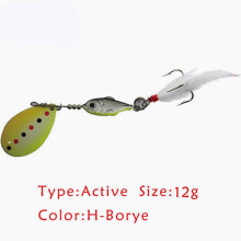 (12g) Original H-borye 7g 12g Spoon Fishing Lure Spinner Bait with Treble Hook and Feather