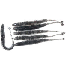 (D: black) 6 Pcs Soft Fishing Lure 8cm PVC Artificial Worm Soft Bait Fish Wobblers Bass Carp Fishing Bait