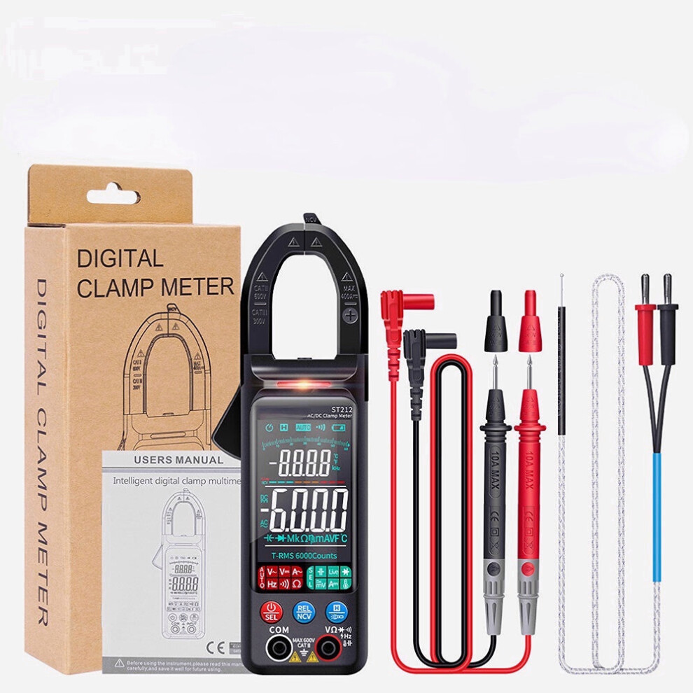 (Black) Digital Clamp Voltage Tester 6000 Counts DC/AC Current 400A Amp Multimeter