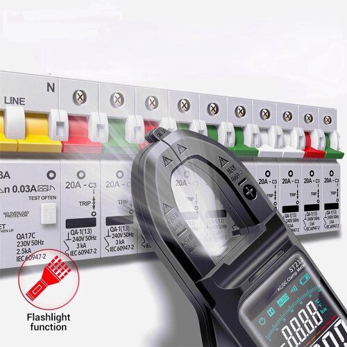 (Black) Digital Clamp Voltage Tester 6000 Counts DC/AC Current 400A Amp Multimeter 1