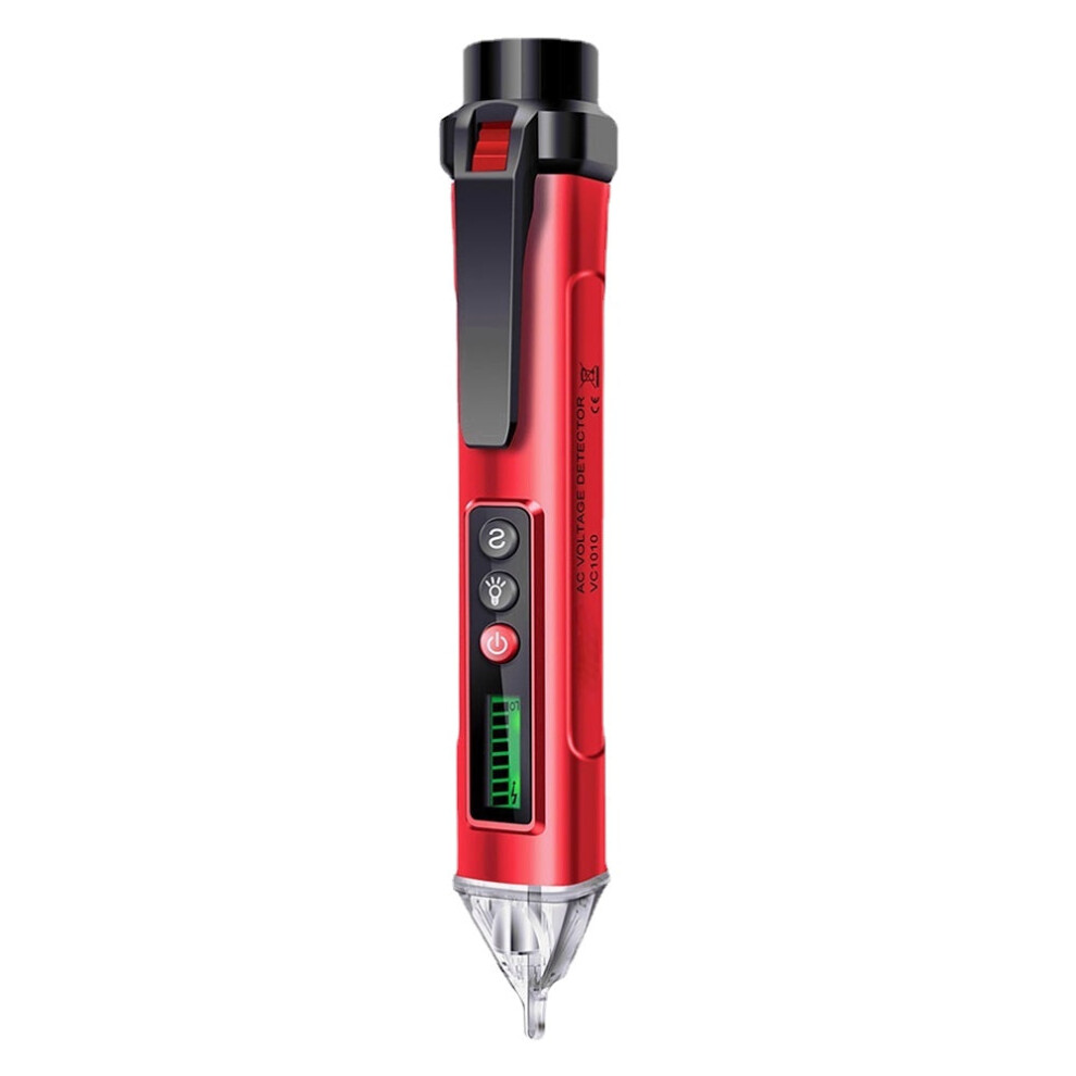 (Red) Non Contact Electrical Tester Pen Digital AC/DC Voltage Detector 12-1000V Current