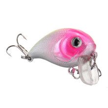 (white+pink) 1pc 5cm 8g Wobbler Fat Crankbait Fishing Lure Artificial Bass Hard Bait Fishing Tackle