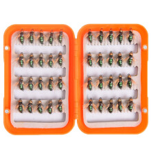 (Green) 40pcs/lot Fly Fishing Lure Set Artificial Bait For Pesca Fish Fishing Hooks Tackle With Box