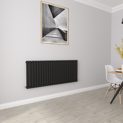 AICA (Single 600x1416mm, Black) Designer Oval Column Radiator Central Heating 2