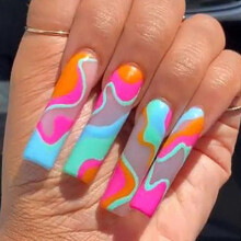 (Jelly Glue Style) Color Stripes Wear Nail Geometric Lines Nail Tablets Nail Stickers Dopamine Nail Art Pieces