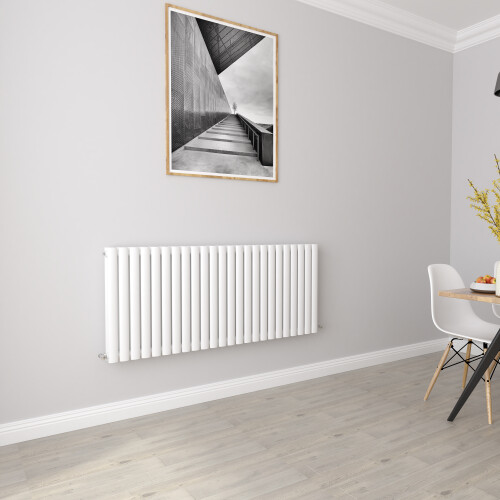 AICA (Double 600x1416mm, White) Designer Oval Column Radiator Central Heating 2