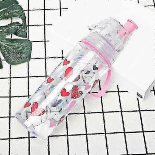 (Pink) Cool Down Spray Mist Water Bottle 500ml Spray Drinking Water Bottle for Kids 2