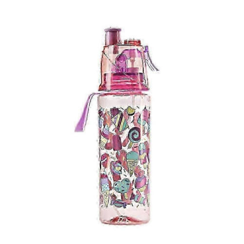 (Pink) Cool Down Spray Mist Water Bottle 500ml Spray Drinking Water Bottle for Kids