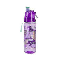 (Purple) Cool Down Spray Mist Water Bottle 500ml Spray Drinking Water Bottle for Kids