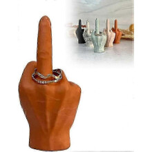 (Orange) Ring Holder Middle Finger, Funny Middle Finger Jewelry Display Stand, Middle Finger Sculpture Decor, Resin Hand Gesture Desk Statues