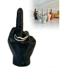 (Black) Ring Holder Middle Finger, Funny Middle Finger Jewelry Display Stand, Middle Finger Sculpture Decor, Resin Hand Gesture Desk Statues