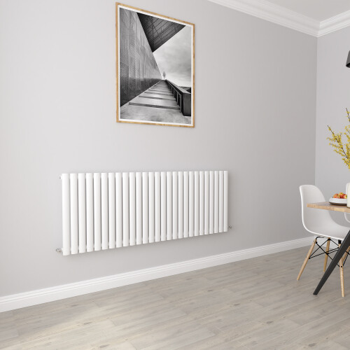 AICA (Single 600x1593mm, White) Designer Oval Column Radiator Central Heating 2