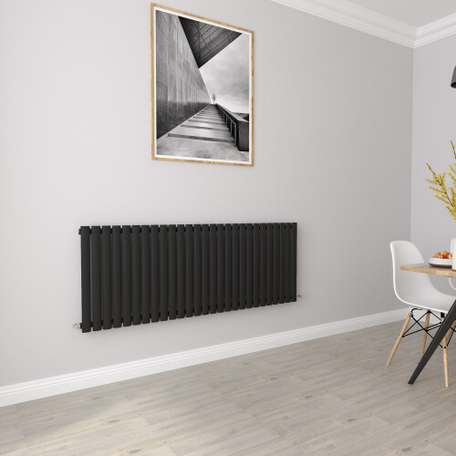 AICA (Single 600x1593mm, Black) Designer Oval Column Radiator Central Heating 2