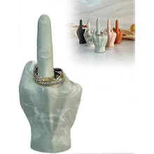 (Green) Ring Holder Middle Finger, Funny Middle Finger Jewelry Display Stand, Middle Finger Sculpture Decor, Resin Hand Gesture Desk Statues