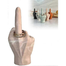 (Pink) Ring Holder Middle Finger, Funny Middle Finger Jewelry Display Stand, Middle Finger Sculpture Decor, Resin Hand Gesture Desk Statues